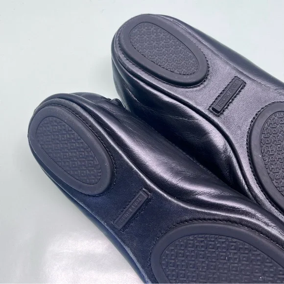 Tory Burch Black Flats with Gold Logo - Picture 8 of 9